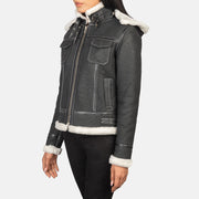 Fiona Hooded Shearling Læderjakke til Kvinder – alternate product view 2