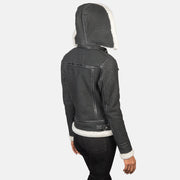 Fiona Hooded Shearling Læderjakke til Kvinder – alternate product view 5