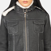 Fiona Hooded Shearling Læderjakke til Kvinder – alternate product view 6