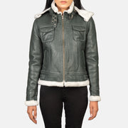 Fiona Hooded Shearling Læderjakke til Kvinder – alternate product view 1