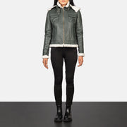 Fiona Hooded Shearling Læderjakke til Kvinder – alternate product view 2