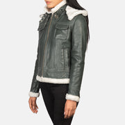 Fiona Hooded Shearling Læderjakke til Kvinder – alternate product view 3