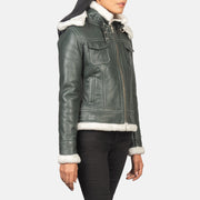 Fiona Hooded Shearling Læderjakke til Kvinder – alternate product view 4