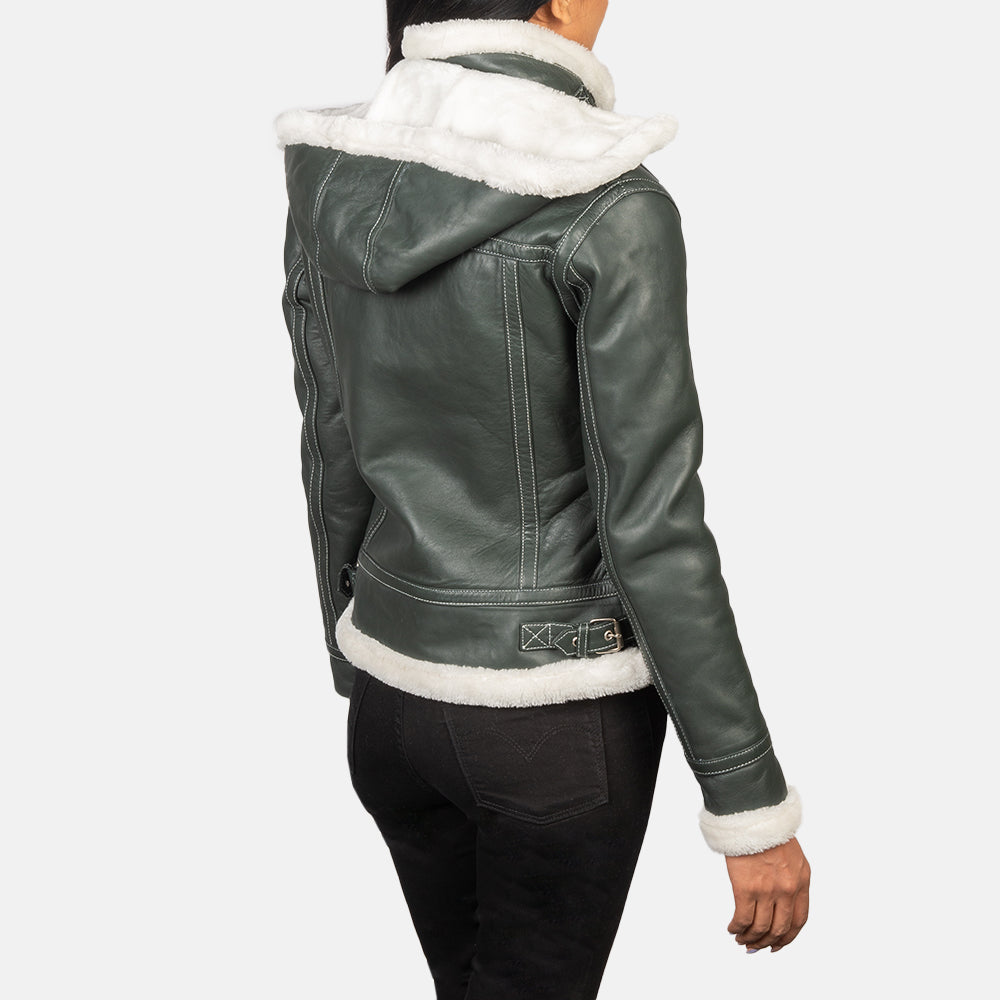 Fiona Hooded Shearling Læderjakke til Kvinder – alternate product view 5