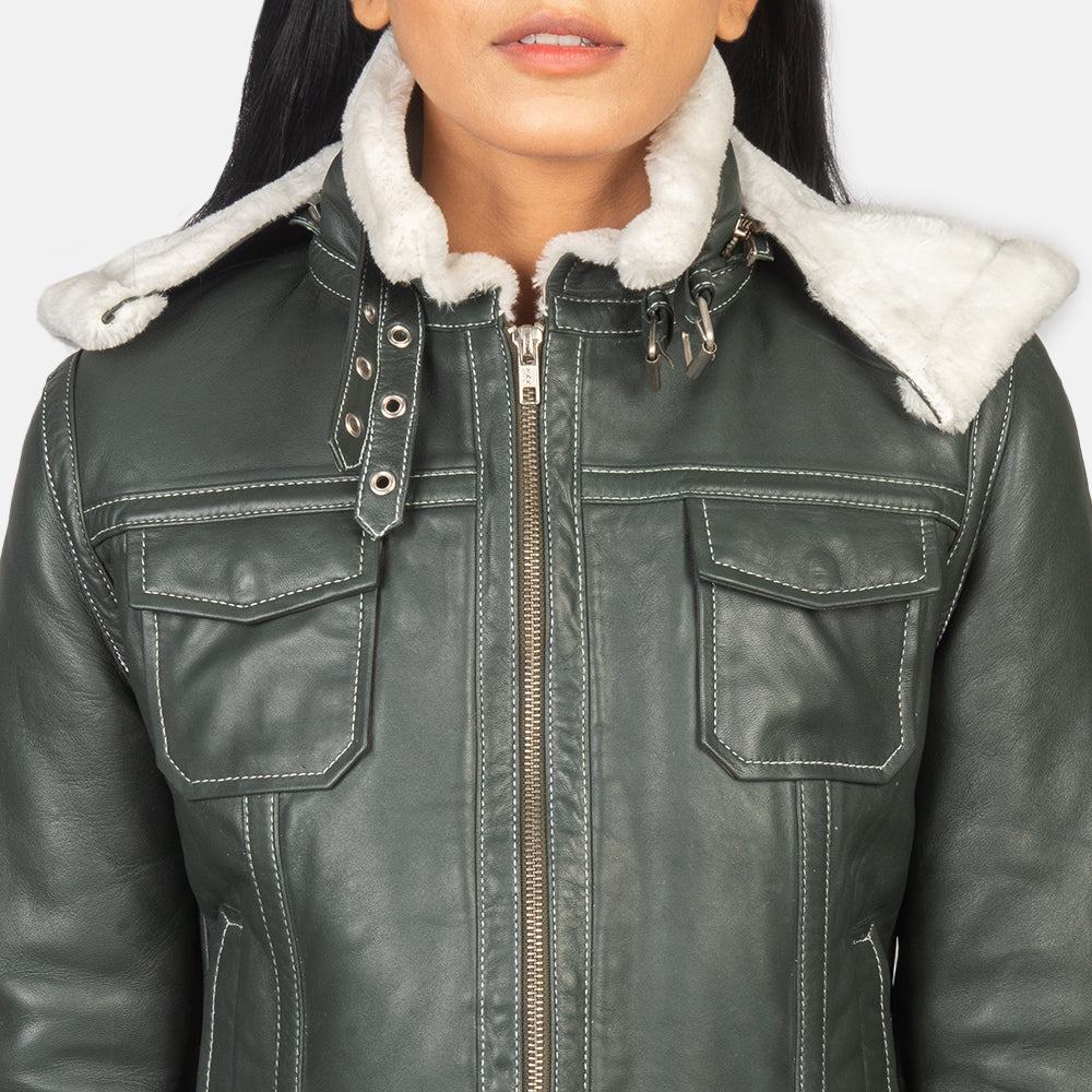 Fiona Hooded Shearling Læderjakke til Kvinder – alternate product view 6