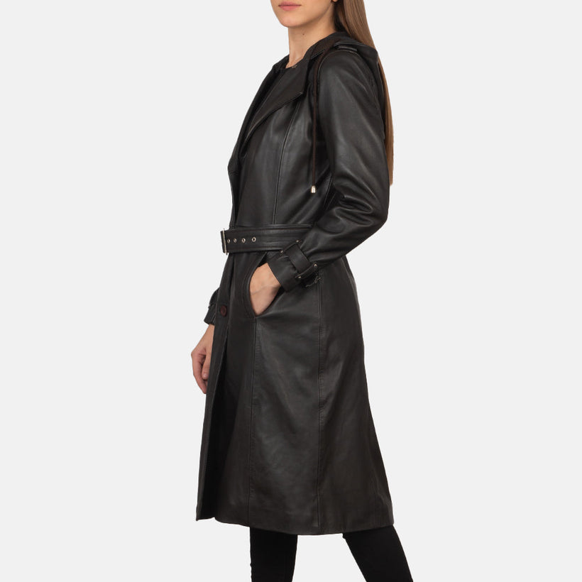 Fixon Hooded Brun Trench Coat til Kvinder
