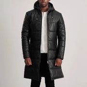 
Floyd Tan Hooded Leather Puffer Coat in Tan Brown Sheepskin Leather - Forfra med skræddersyet silhuet | Køb online