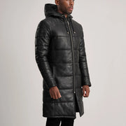 
Tan Brown Sheepskin Leather Hooded Jacket - Bagfra med tilpassede skuldre og ren kant