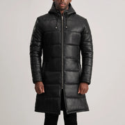
Nærbillede of Hooded & Zipper Hardware on Floyd Tan Hooded Leather Puffer Coat