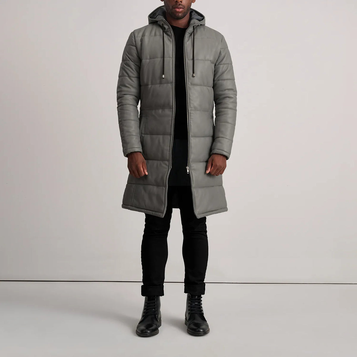 
Floyd Læderfrakke Lysebrun Puffer Læderjakke til Mænd – alternate product view 3