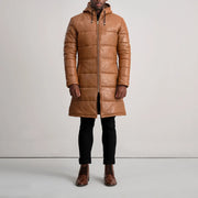 
Floyd Læderfrakke Lysebrun Puffer Læderjakke til Mænd – alternate product view 3