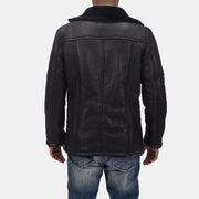 
Nærbillede of Notch & Button Hardware on Furcliff Double Face Shearling Læderfrakke til Mænd