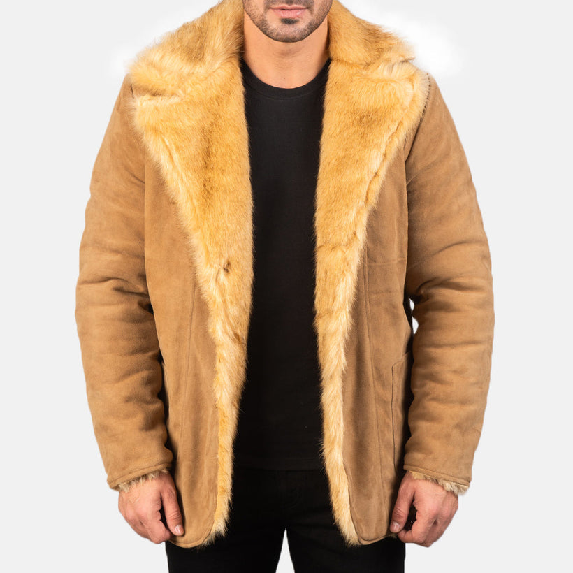 Furlong Coat Beige Leather Coat til Mænd