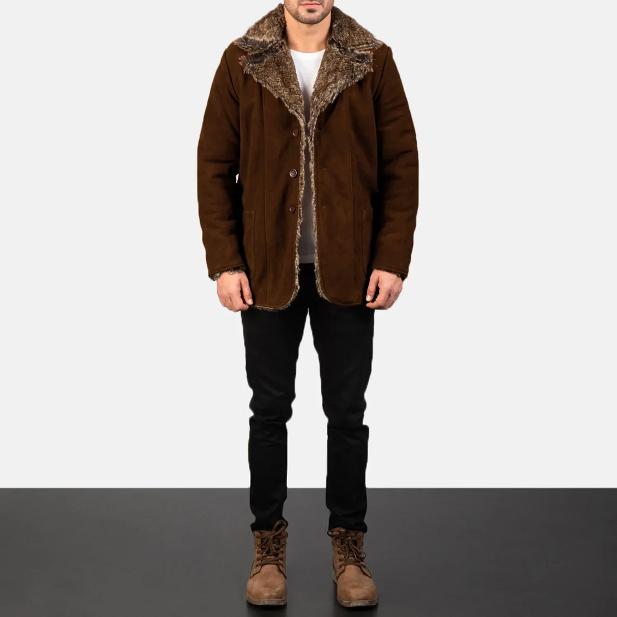 Furlong Coat Beige Leather Coat til Mænd – alternate product view 3