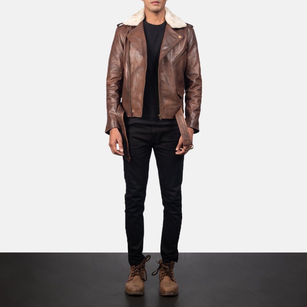 Furton Læder Bikerjakke til Mænd – alternate product view 4