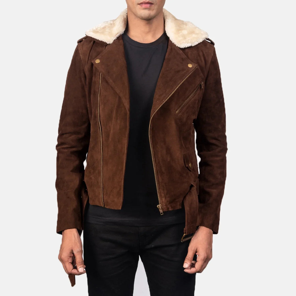 Furton Læder Bikerjakke til Mænd – alternate product view 1