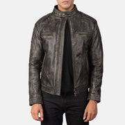 
Gatsby Quilted Distressed Brown Leather Jacket in Distressed Brown Goatskin Leather - Forfra med skræddersyet silhuet | Køb online
