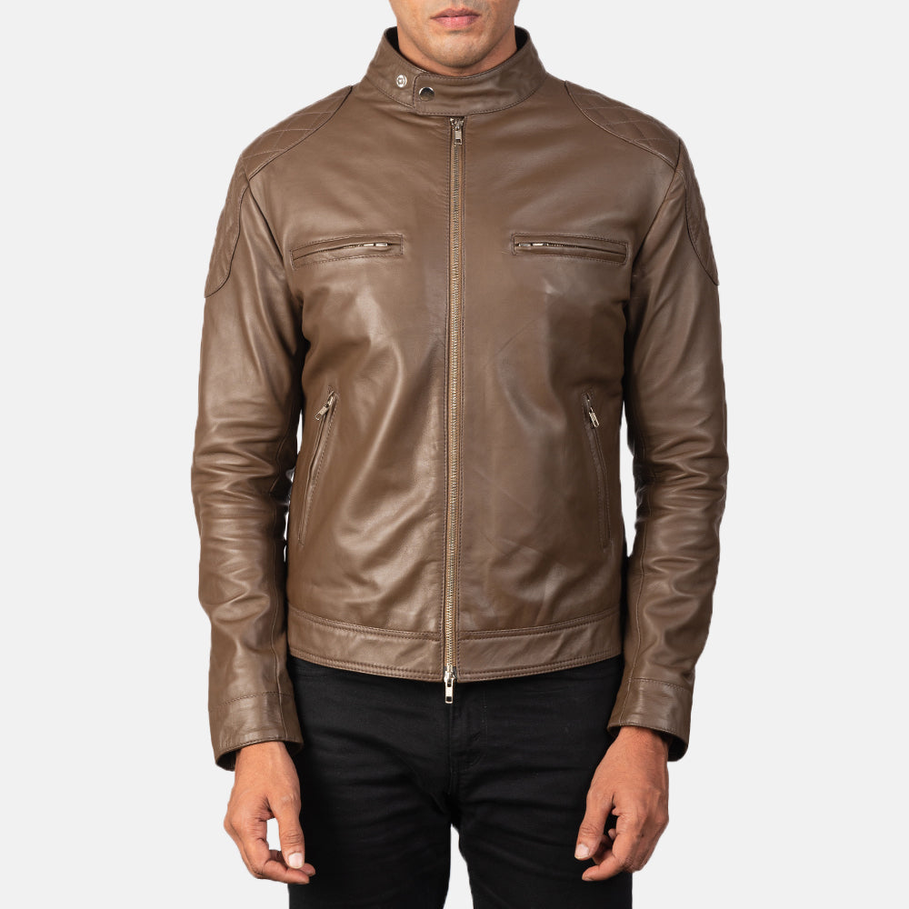 
Nærbillede of Band with snap buttons & Zipper Hardware on Gatsby Mocha Bikerjakke i Læder til Mænd