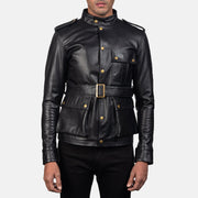 Germain Sort Læderjakke til Mænd in Black Cowhide Leather - Front Profile View &amp; Tailored Silhouette | Buy Online