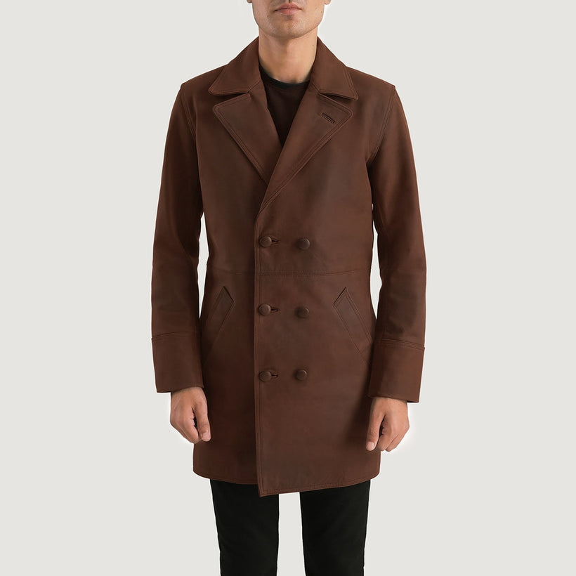 Half Life Brun Leather Coat til Mænd