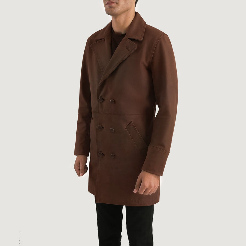 Half Life Brun Leather Coat til Mænd