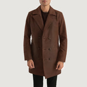 Men's Half Life Brun Leather Coat til Mænd - Lateral Side Profile View Showing Sleeve Cut &amp; Athletic Taper Fit