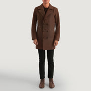 Close-Up Detail of Notch &amp; Button Hardware on Men's Half Life Brun Leather Coat til Mænd