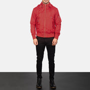 
Hanklin Ma-1 Red Hooded Bomber Jacket - Sideprofil med ergonomisk ærmesnit