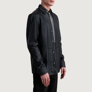 
Black Sheepskin leather Jacket - Bagfra med tilpassede skuldre og ren kant