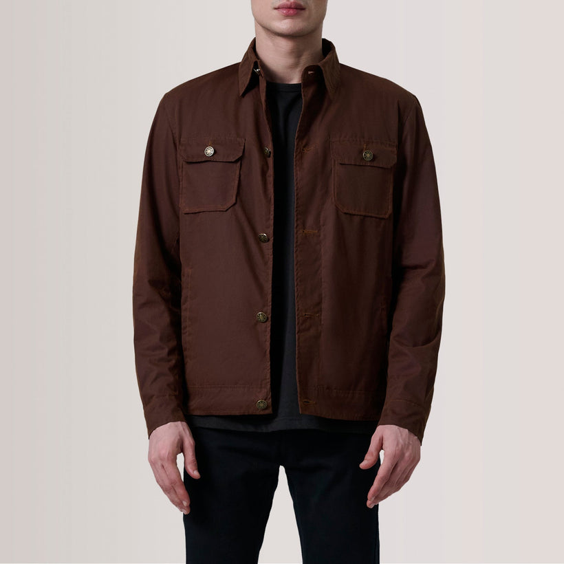 Irwin Brun Waxed Canvas Field Læderjakke til Mænd