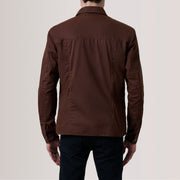 Close-Up Detail of Classic Collar &amp; Button Hardware on Irwin Brun Waxed Canvas Field Læderjakke til Mænd For Men
