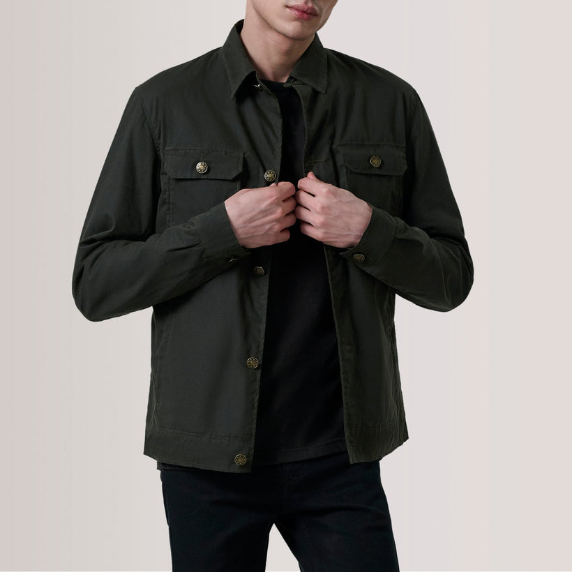 Irwin Olive Waxed Canvas Field Læderjakke til Mænd
