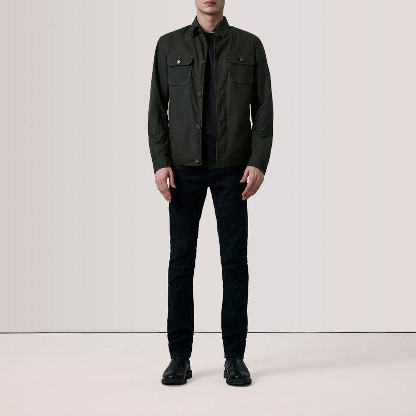 Irwin Olive Waxed Canvas Field Læderjakke til Mænd