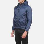 
Blue Nylon Hooded Jacket - Bagfra med tilpassede skuldre og ren kant