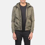
Jimmy Grøn Hooded Windbreaker Læderjakke til Mænd in Green Nylon - Forfra med skræddersyet silhuet | Køb online