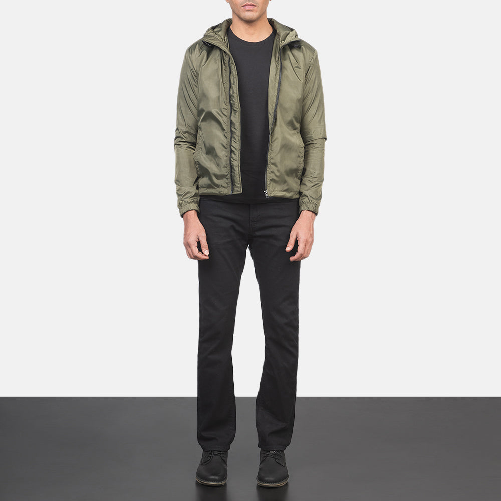 Jimmy Green Hooded Windbreaker Jacket - Sideprofil med ergonomisk ærmesnit