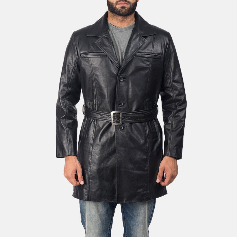 Jordan Sort Leather Coat til Mænd