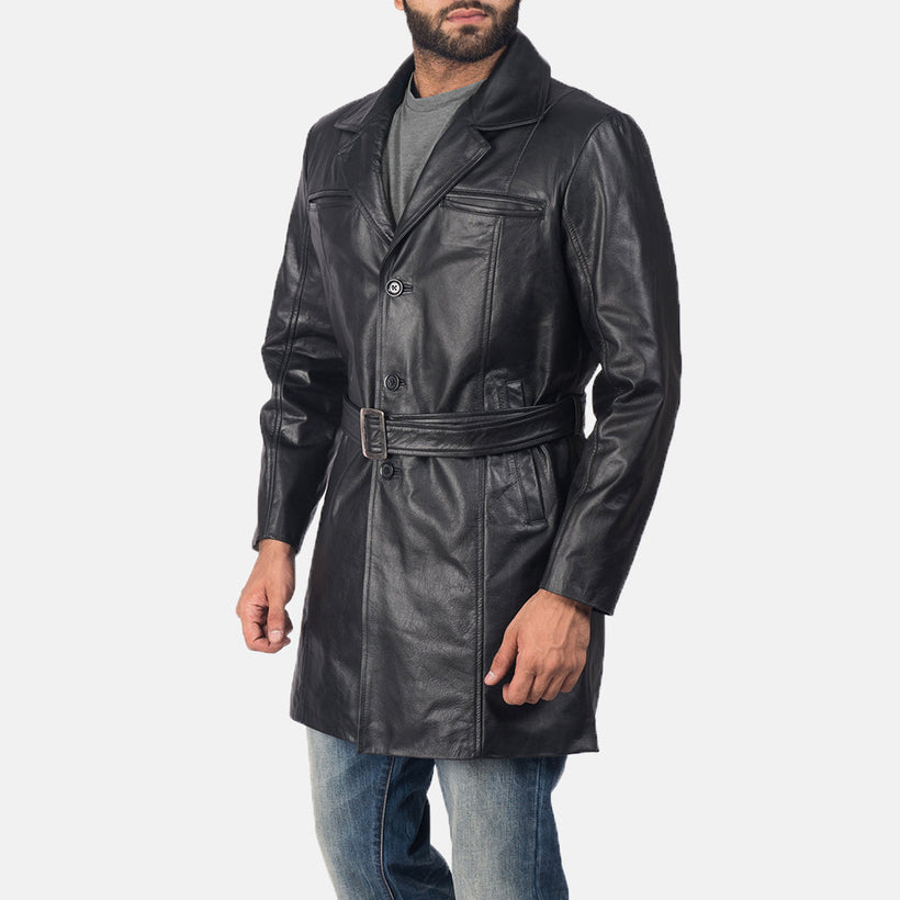 Jordan Sort Leather Coat til Mænd