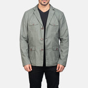 
Kajetan Grey Safari Læderjakketil Mænd in Grey Poly-Cotton - Forfra med skræddersyet silhuet | Køb online