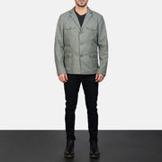 
Kajetan Grey Safari Læderjakketil Mænd - Sideprofil med ergonomisk ærmesnit