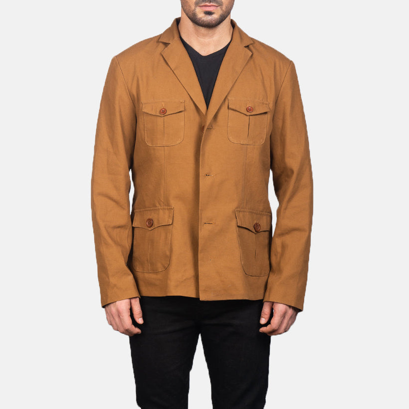 Kajetan Khaki Safari Læderjakke til Mænd