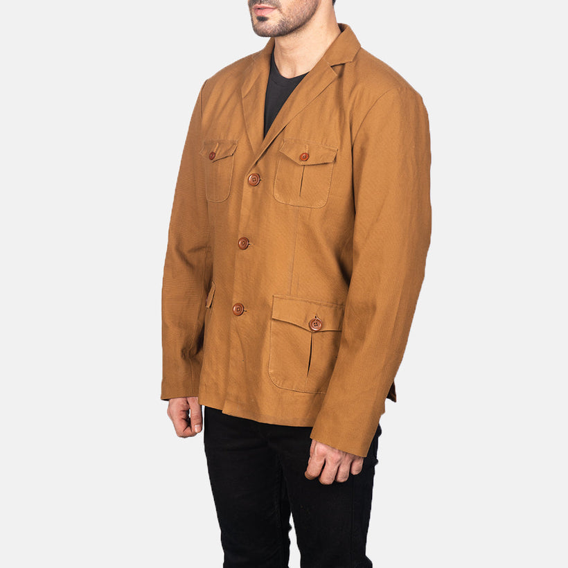 Kajetan Khaki Safari Læderjakke til Mænd