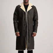
Kolby Tumbled Brown Shearling Long Coat in Brown Sheepskin Snuffed - Forfra med skræddersyet silhuet | Køb online