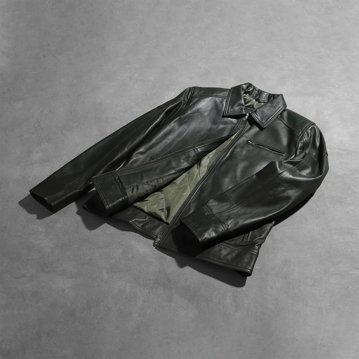 Lavendard Læder Bikerjakke til Mænd – alternate product view 7