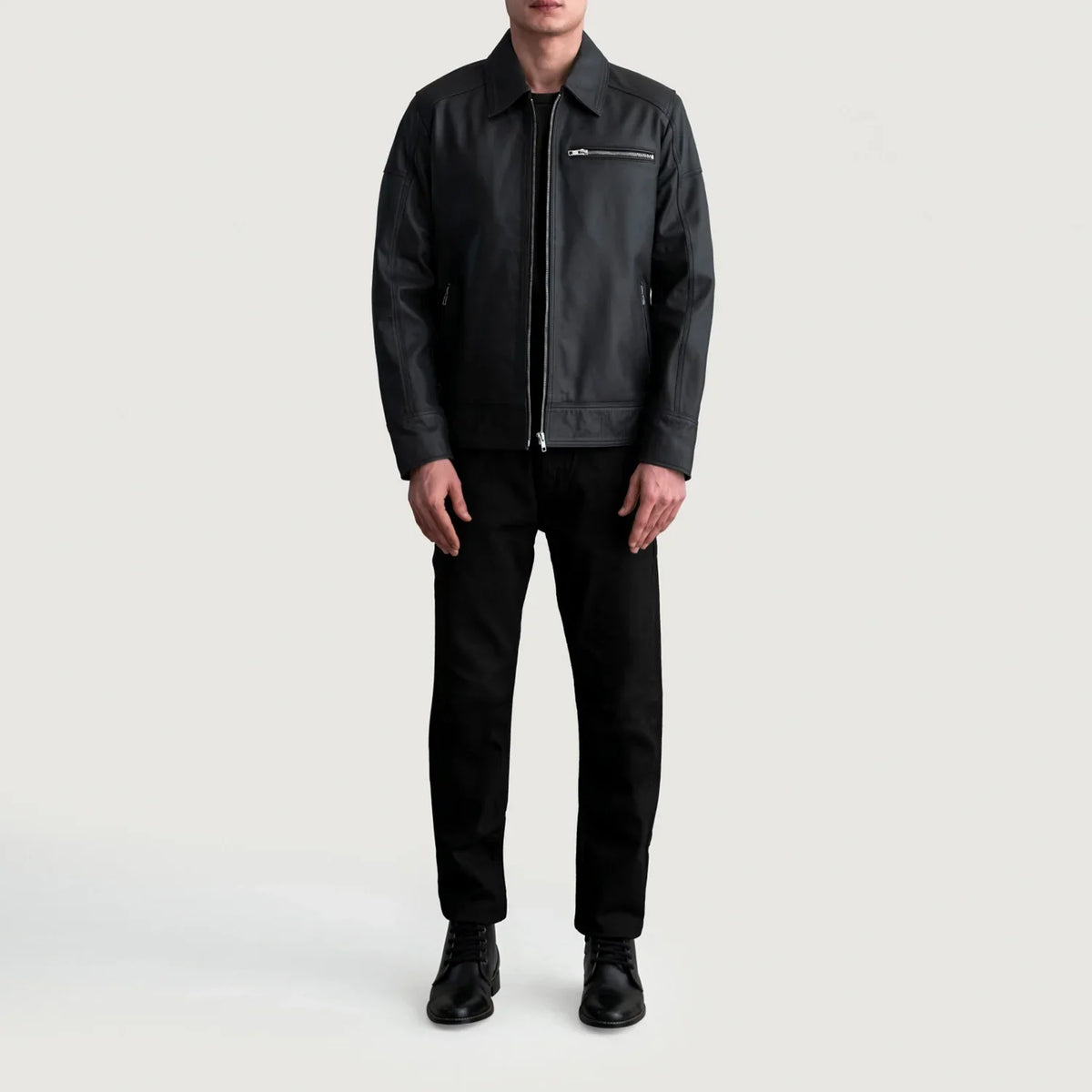 Lavendard Læder Bikerjakke til Mænd – alternate product view 4
