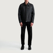 Lavendard Læder Bikerjakke til Mænd – alternate product view 4