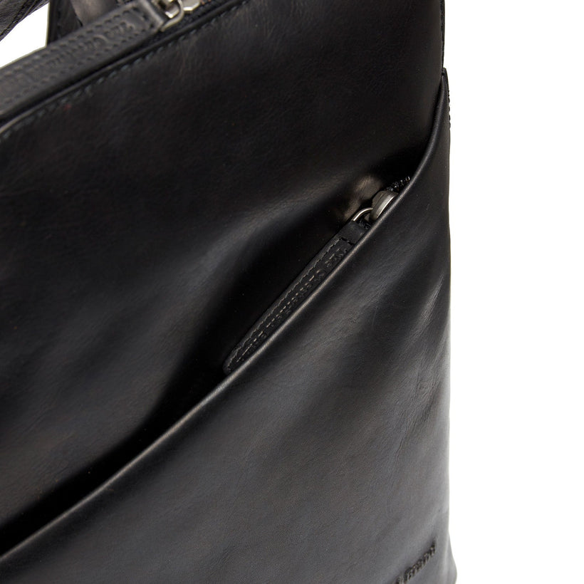 Classic 100% Full-Grain leather Backpack - Rear Perspective Showing Reinforced Leather Straps & Stitching