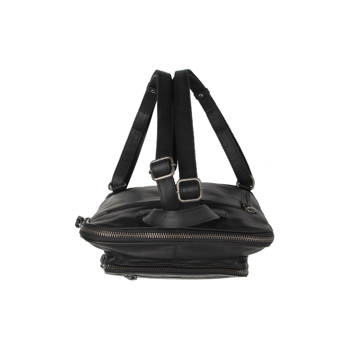 Floran Full-Grain Leather Backpack til Kvinder - Structured Side Profile Showing Gusset Depth &amp; Expansion Capacity