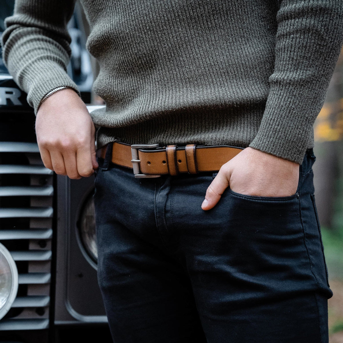 Aayden Full-Grain Leather Belt til Mænd – alternate product view 3