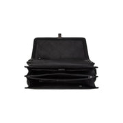 
Solid Antique Brass Hardware & Heavy-Duty Dual Zipper Detail on Glenwood Kernelæder Briefcase til Mænd